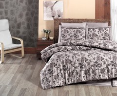 Комплект постельного белья DO&CO Сатин  жаккард DELUX 2 спальный AGORA фото цвет коричневый