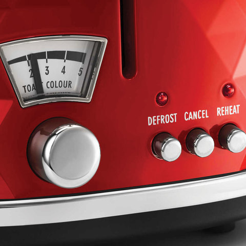 Тостер DELONGHI CTJ2103.R, 900 Вт, 2 тоста, разморозка, подогрев, решетка для булочек