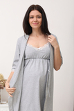 Комплект для беременных и кормящих с халатом и сорочкой 10651 серый