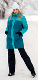 Удлиненный прогулочный зимний костюм Парка Nordski Atlantic + Брюки Premium Black женский с лямками