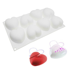 Форма силиконовая для муссовых пирожных Сердечки 8шт