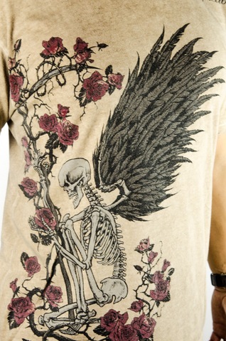 Affliction | Футболка мужская Winged Reaper Brown Oil Stain A311B принт спереди