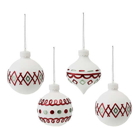 Набор елочных украшений с подсветкой 4шт Tkano Festive embroidey New Year Essential