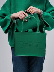 Сумка кожаная шоппер зеленая