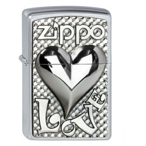 Зажигалка Zippo, цвет латунь/сталь, серебристая, 36х12х56 мм (207 Love Heart Emblem) | Wenger-Victorinox.Ru