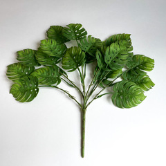 Монстера, Куст 19 листьев, 40 см, искусственная зелень, цвет зеленый, 1 шт.