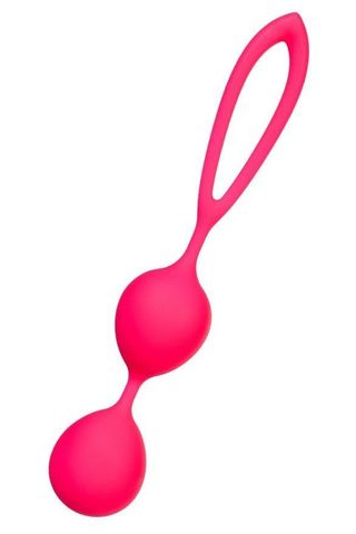 Ярко-розовые вагинальные шарики с петелькой - A-toys 764015