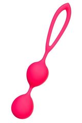 Ярко-розовые вагинальные шарики с петелькой - 