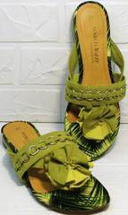 Красивые женские сандалии шлепки модные Marco Tozzi 2-27104-20 Green.