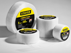 STAYER FIBER-Tape, 10 см х 45 м, 3 х 3 мм, самоклеящаяся серпянка, Professional (1246-10-45)