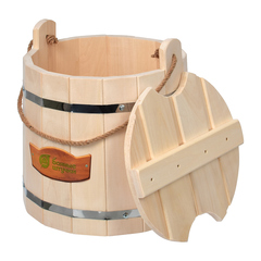 31099 ВЕДРО ДЛЯ БАНИ И САУНЫ "С ЛЕГКИМ ПАРОМ" 15 Л С КРЫШКОЙ, ЛИПА (1) "БАННЫЕ ШТУЧКИ"---