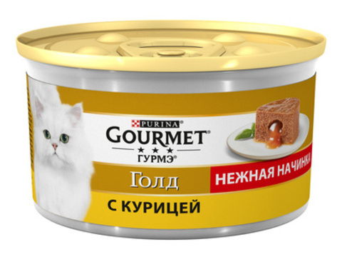 Gourmet Gold Нежная начинка консервы для кошек (курица) 85г