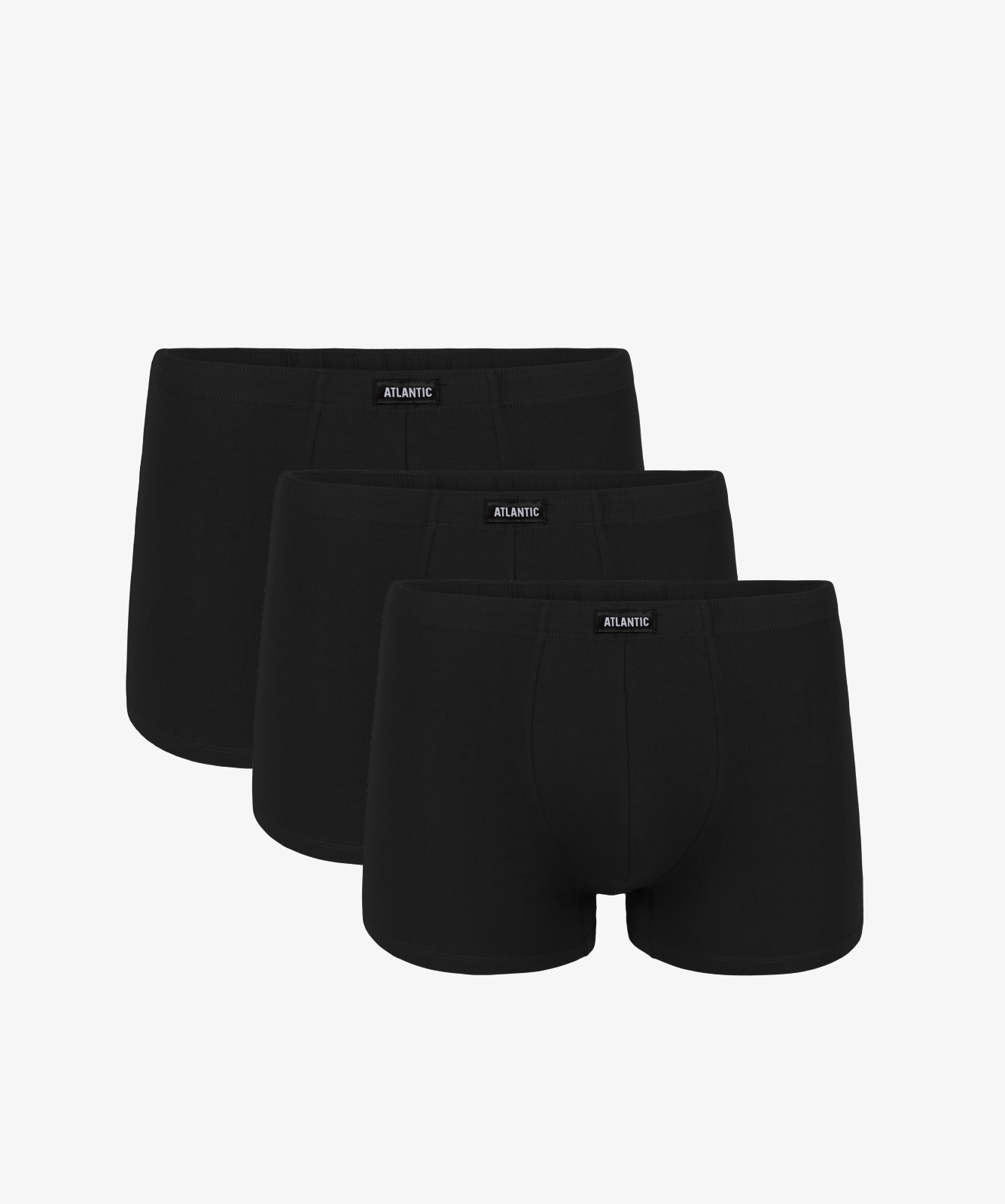 Мужские трусы шорты Atlantic, набор из 3 шт., хлопок, черные, Basic 3BMH-007