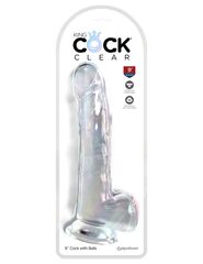 Прозрачный фаллоимитатор с мошонкой на присоске 9’’ Cock with Balls - 24,8 см. - 