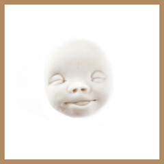 0141 Молд силиконовый. Лицо ребенка (улыбается) Молд для изготовления куклы (ватной игрушки)