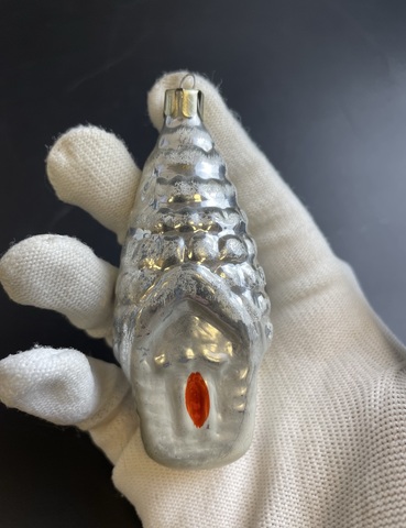 Ёлочная игрушка избушка, изба, домик в снегу, стекло, подвесная, винтаж СССР 1960-1990 гг