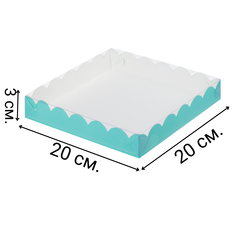 Коробочка для печенья 20х20х3 см мятная
