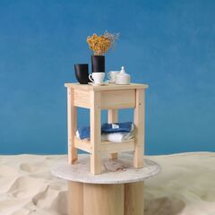 Прикроватная тумба из сосны Ральф с ящиком, 33х33х44 см, табурет деревянный, в натуральной отделке