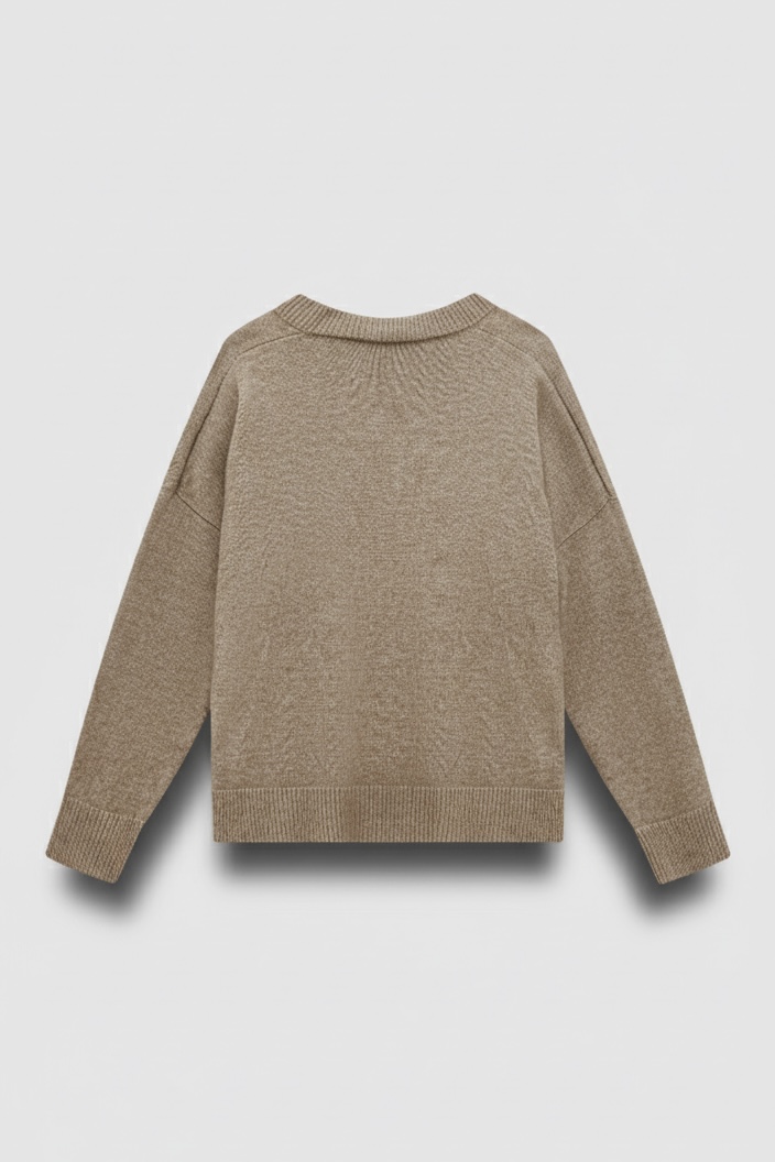 Джемпер вязаный из премиальной шерсти, бежевый