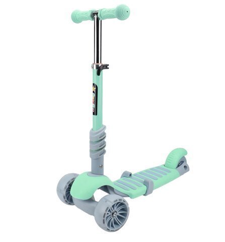 Самокат 3-х колесный  мятный 57*23*56-76 см,заднее колесо PVC без света