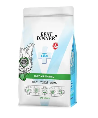 Best Dinner et Profi Hypoallergenic диетический сухой корм для кошек при пищевой аллергии 400 гр