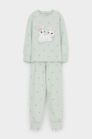 пижама  для девочки  К 1581/зеленая пастель,мини клевер