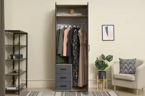 Шкаф 2-х створчатый Вегас ШК-03 дуб каньон / графит