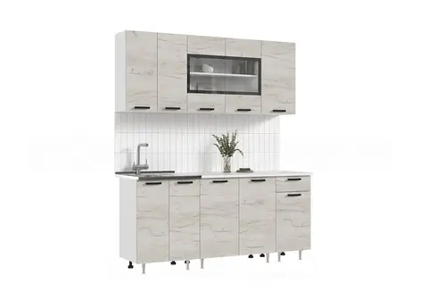 ЛДСП Кухня Рио NEW 2,0м (490) (Дуб Крафт Белый, Белый (Антарес))