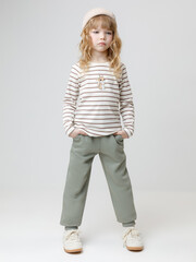брюки  для девочки  КР 400731/хаки 6206 к663