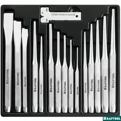 KRAFTOOL Grand-15, 15 предметов, набор зубил и кернеров (21075-H15)