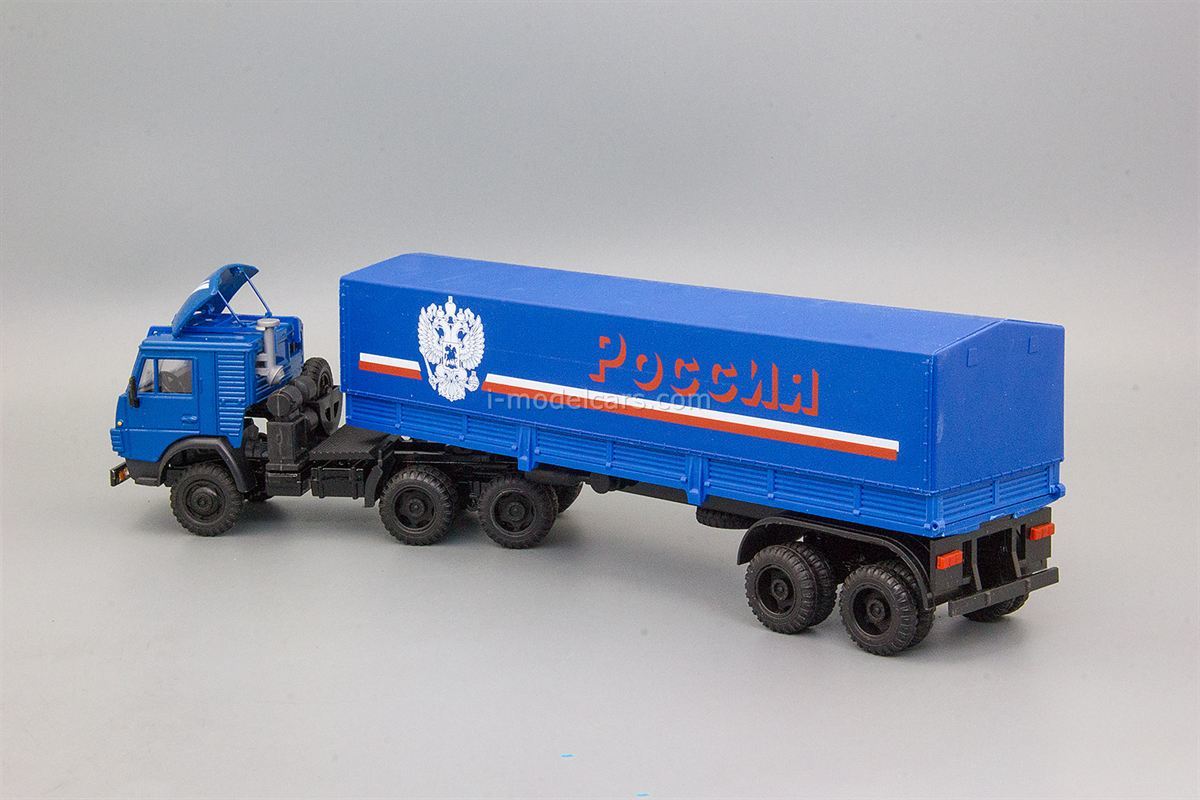 KAMAZ-5410 semitrailer with tarpaulin Russia metal spoiler blue