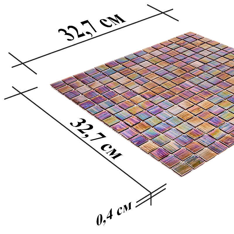 PE643 Мозаика одноцветная чип 20 стекло Alma Mono Color коричневый квадрат глянцевый перламутр