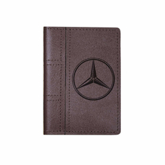 Обложка на автодокументы сложная с кармашками "Mercedes", шоколад
