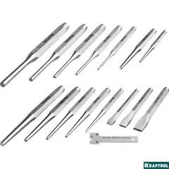 KRAFTOOL Grand-15, 15 предметов, набор зубил и кернеров (21075-H15)