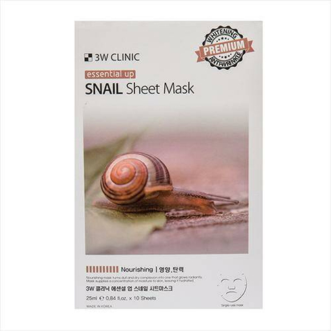 3W CLINIC Маска тканевая с экстрактом муцина улитки Essential Up Snail Sheet Mask