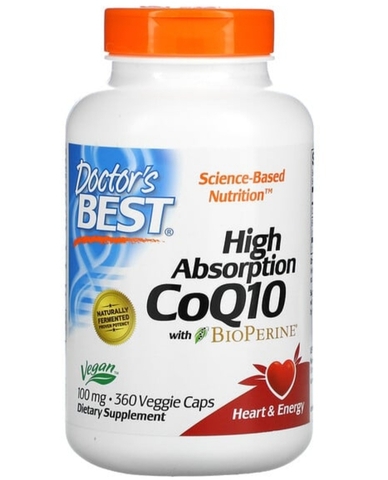 Doctor's best, коэнзим Q10 с высокой степенью всасывания, с BioPerine, 100 мг, 360 вегетарианских капсул