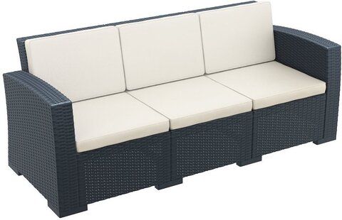 Диван пластиковый плетеный трехместный с подушками Monaco Lounge XL, антрацит