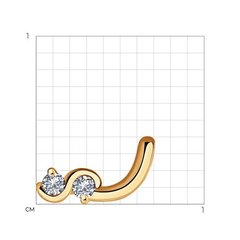 1060006- Пирсинг из золота 585 пробы для носа с двумя бриллиантами