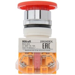 25024 Выключатель ВК22-AEA-RED (грибок) DEKraft