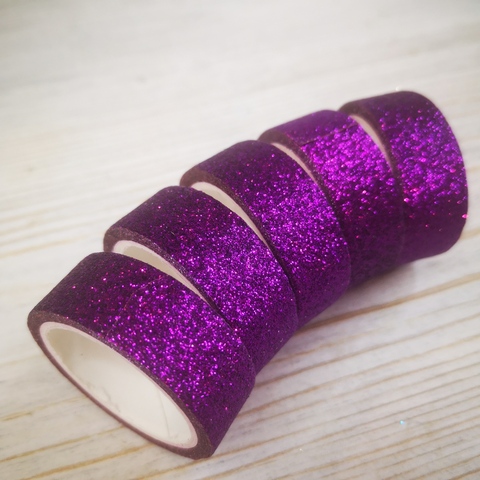 Декоративный скотч глиттерный Фиолетовый 15мм (5шт)