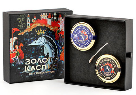 Подарочный набор с икрой "Золото Каспия", 100г