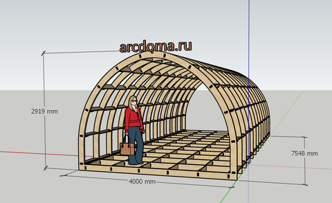 Каркас арочного дома для глэмпинга шириной 4 метра