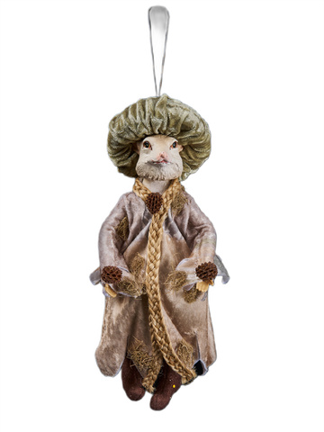 Елочная игрушка Мышь 14х25см ChristmasDeLuxe коричневая