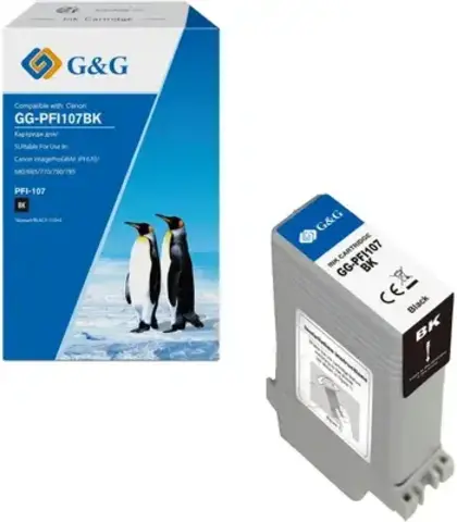 Картридж струйный G&G GG-PFI107BK черный (130мл) для Canon imageProGRAF iPF670/680/685/770/780/785