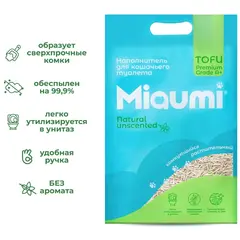 Miaumi TOFU Natural Unscente наполнитель комкующийся для кошачьего туалета растительный 12 л