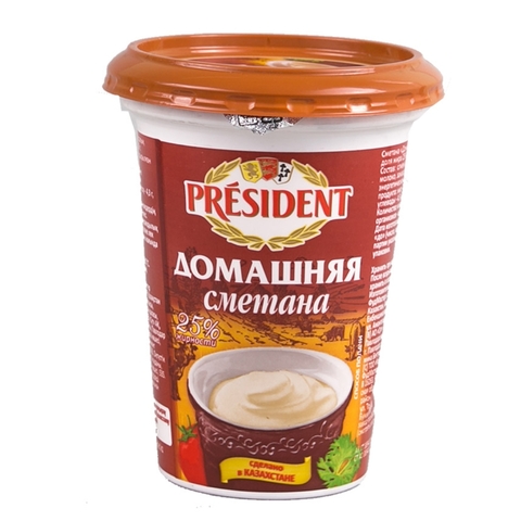 Сметана PRESIDENT Домашняя 25% 385 гр пл/ст КАЗАХСТАН