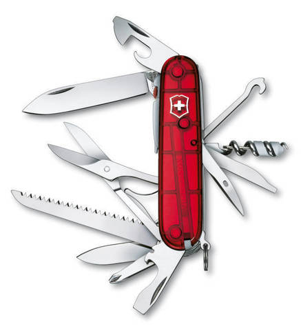 Нож Victorinox Huntsman Lite, 91 мм, 21 функция, полупрозрачный красный123