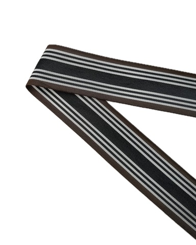 Репсовая лента в полоску, цвет: чёрный/белый/коричневый, ширина: 30 мм