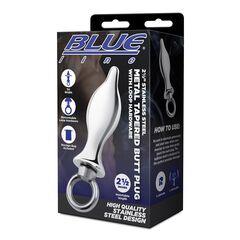 Металлический плаг с кольцом Stainless Steel Metal Tapered Butt Plug With Loop Hardware - 10 см. - 