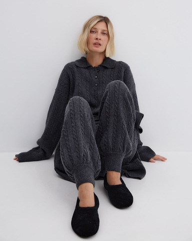 Брюки из смесового кашемира темно-серый